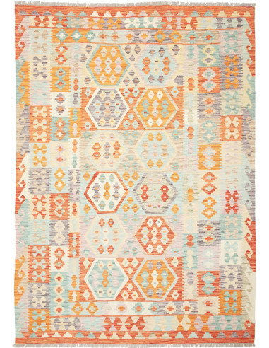 Kilim Pakistan grigio chiaro e perù 175x245