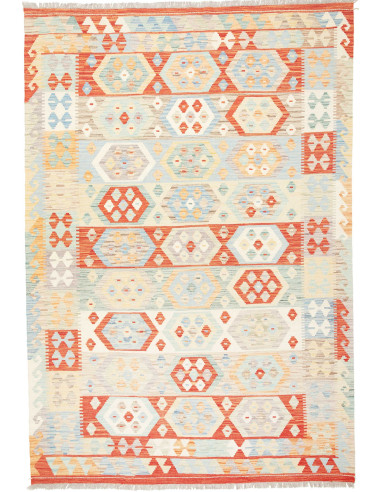 Kilim Pakistan gainsboro e rosso indiano 167x244