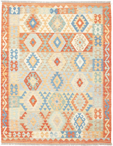 Kilim Pakistan grigio chiaro e rosso indiano 156x202