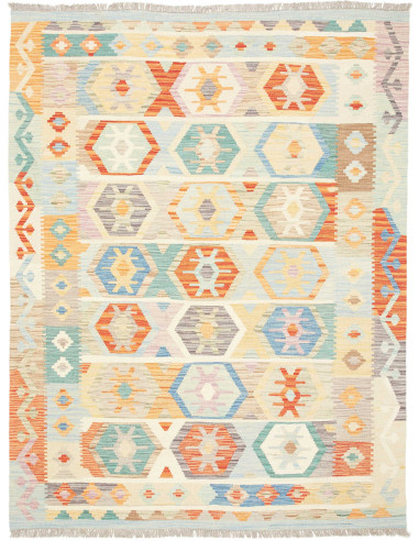Kilim Pakistan grigio chiaro e bianco antico 146x190