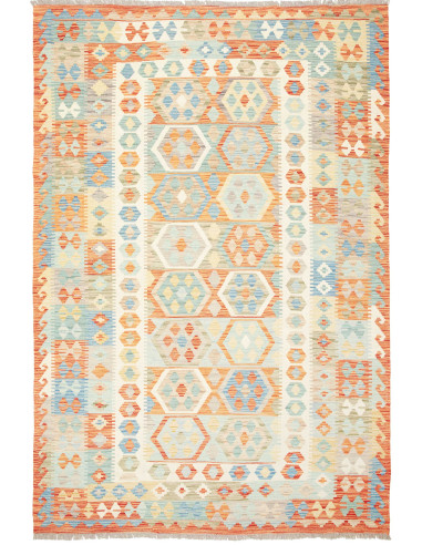 Kilim Pakistan grigio chiaro e grano 175x257