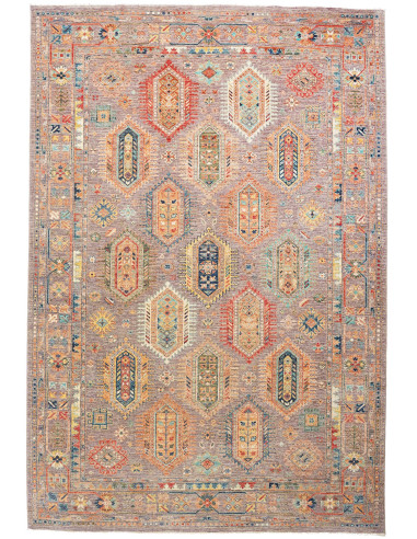 Tribal Pakistan marrone rosato e grigio ardesia scuro 200x295