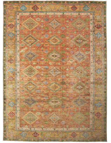 Kazak Fine Pakistan perù e verde oliva scuro 262x356