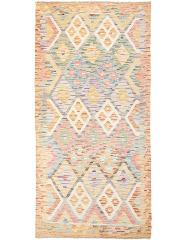 Kilim Pakistan grano e marrone rosato 102x205