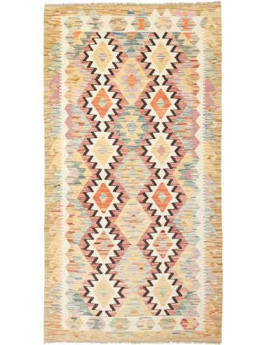 Kilim Pakistan grano e marrone rosato 103x196