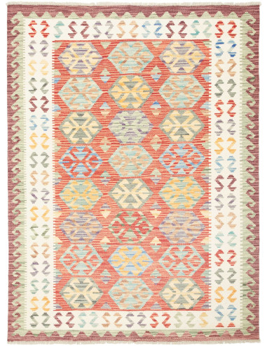 Kilim Pakistan grano e rosso indiano 133x173