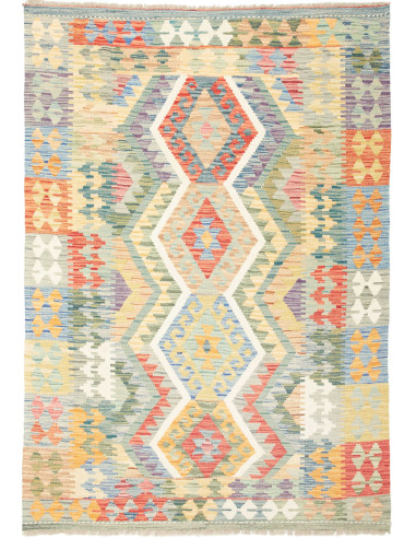Kilim Pakistan argento e grigio chiaro 129x182