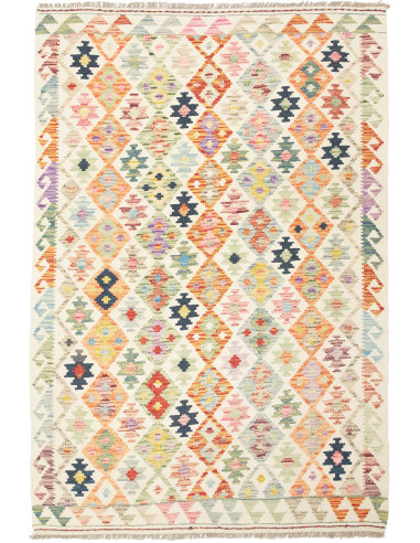 Kilim Pakistan grano e grigio tenue 124x181