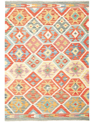 Kilim Pakistan grano e rosso indiano 126x176