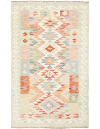 Kilim Pakistan grigio chiaro e rosso indiano 110x185
