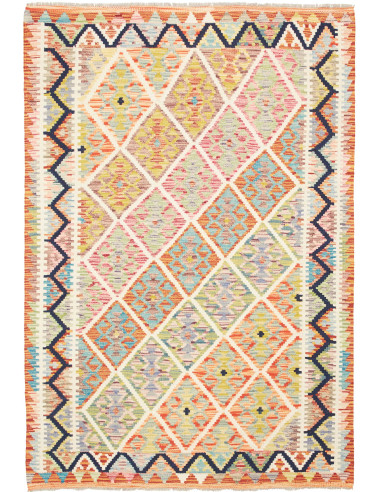 Kilim Pakistan grano e rosso indiano 128x184