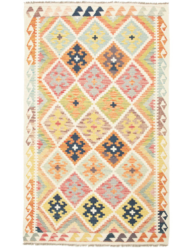 Kilim Pakistan grano e salmone scuro 120x197