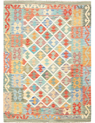 Kilim Pakistan argento e grigio tenue 129x172