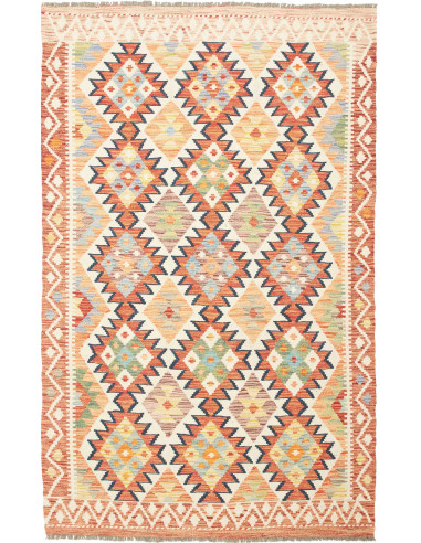 Kilim Pakistan grano e salmone scuro 120x188