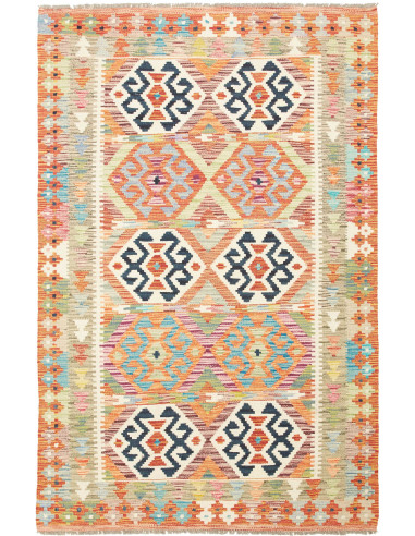 Kilim Pakistan grano e grigio ardesia scuro 120x186