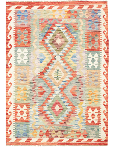 Kilim Pakistan grano e rosso indiano 124x175