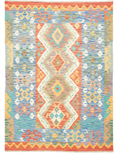 Kilim Pakistan argento e salmone scuro 132x180