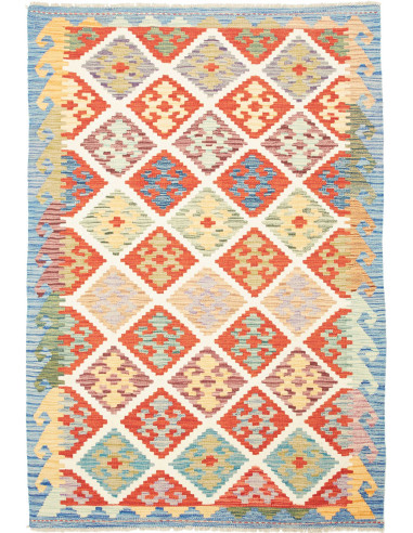 Kilim Pakistan grigio chiaro e rosso indiano 126x186