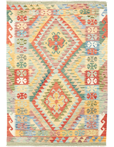 Kilim Pakistan grano e salmone scuro 126x178
