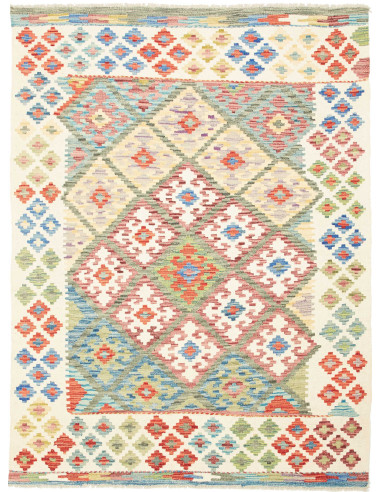 Kilim Pakistan grigio chiaro e terra di siena 132x178