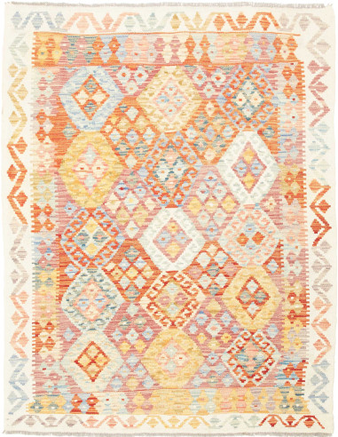 Kilim Pakistan grano e salmone scuro 135x173