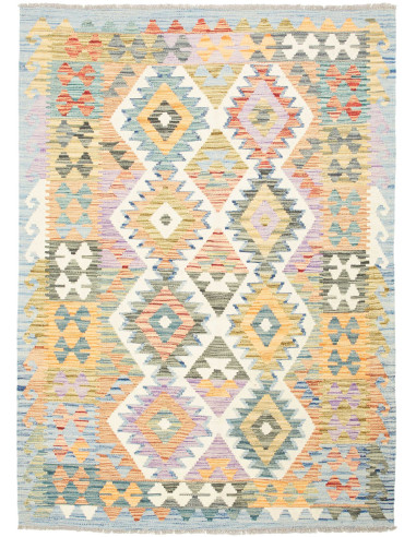 Kilim Pakistan grigio chiaro e grano 130x180