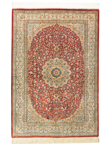 Ghom Seta Persia abbronzatura e marrone 103x144