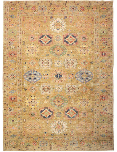 Kazak Fine Pakistan kaki scuro e bianco antico 279x374