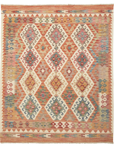 Kilim Pakistan marrone rosato e abbronzatura 158x192