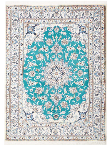 Nain Kashmar Persia blu acciaio e verde mare chiaro 150x203