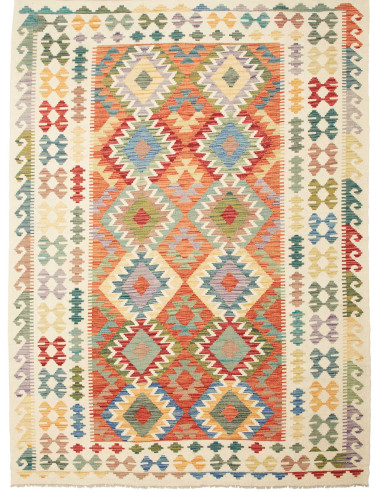 Kilim Pakistan argento e grigio tenue 181x245