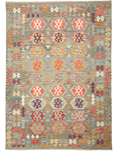 Kilim Pakistan marrone rosato e marrone sella 169x234