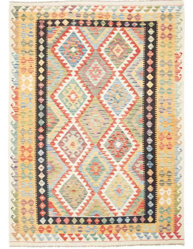 Kilim Pakistan grano e grigio ardesia scuro 170x237