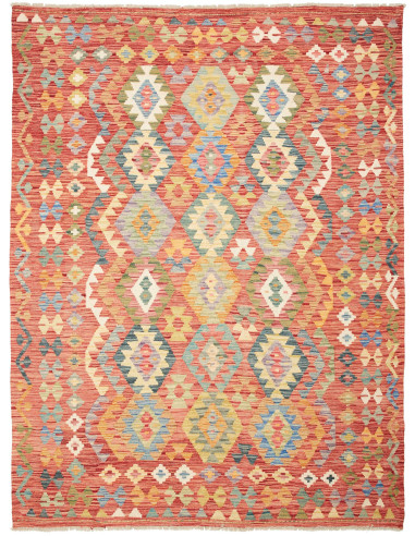 Kilim Pakistan salmone scuro e marrone 173x230