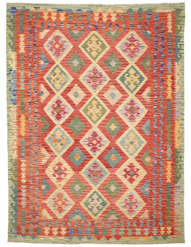 Kilim Pakistan marrone rosato e legno robusto 177x241