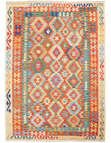 Kilim Pakistan abbronzatura e grigio tenue 172x240