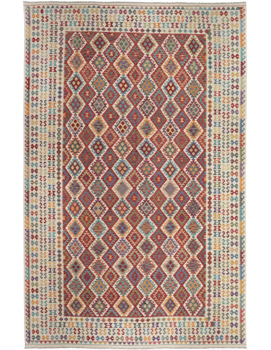 Kilim Pakistan grigio scuro e marrone sella 348x543