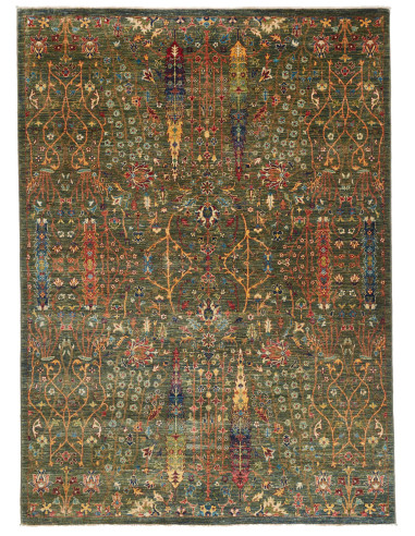 Shahi Fine Pakistan verde oliva scuro e abbronzatura 171x238