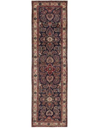 Hamadan Persia grigio ardesia scuro e rosso indiano 105x370