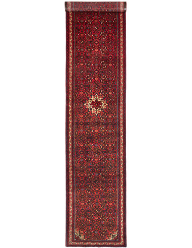 Hamadan Persia grigio ardesia scuro e cremisi 100x500