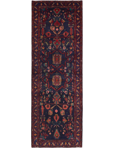 Hamadan Persia grigio ardesia scuro e rosso indiano 120x345