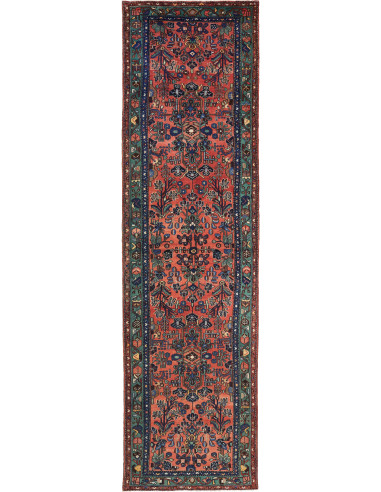 Hamadan Persia grigio ardesia scuro e rosso indiano 105x390