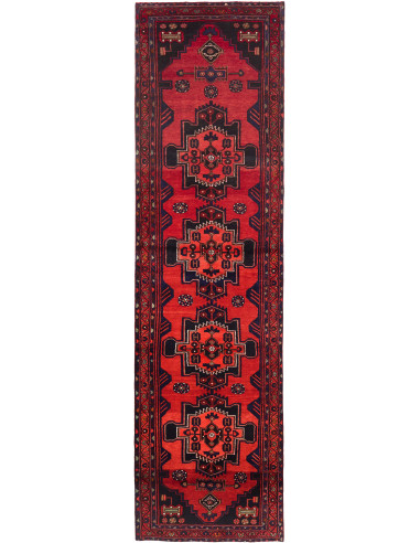 Hamadan Persia grigio ardesia scuro e cremisi 104x395