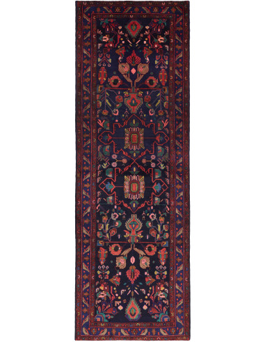 Hamadan Persia grigio ardesia scuro e rosso indiano 117x360