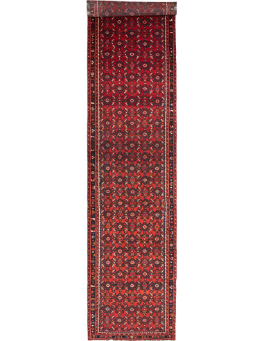 Hamadan Persia grigio ardesia scuro e rosso indiano 108x477