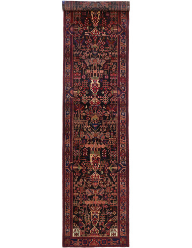 Hamadan Persia grigio ardesia scuro e marrone rosato 107x480