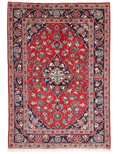 Kashan Fine Persia rosso indiano e grigio ardesia scuro 100x143