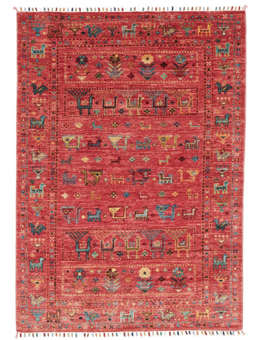 Rubin Pakistan rosso indiano e grigio ardesia scuro 105x150