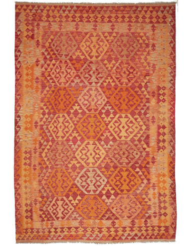 Kilim Pakistan rosso indiano e marrone 206x297