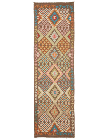 Kilim Pakistan grigio e terra di siena 89x303